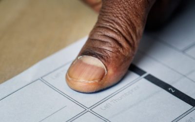 Thumb printing on a ballot paper